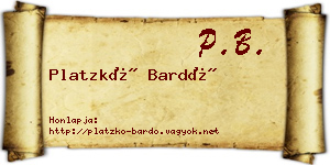 Platzkó Bardó névjegykártya